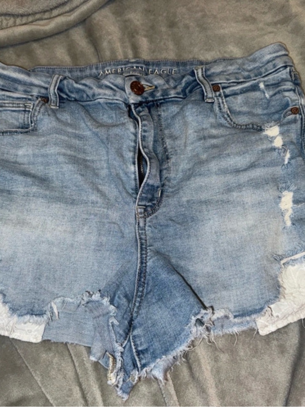 American Eagle Outfitters Light Blue Distressed Denim Cutoff Shorts